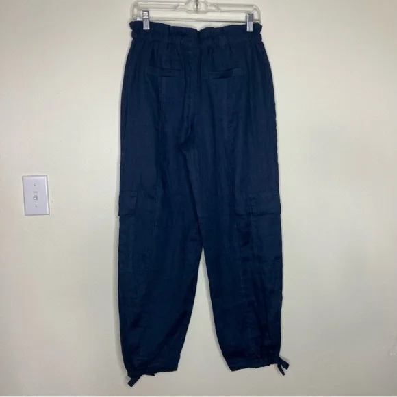 Magaschoni navy blue linen jogger style pants S - Picture 5 of 7